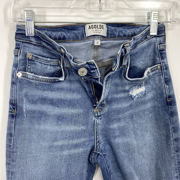 Agolde Sophie Skinny Jeans Size 26 Distressed Ripped Blue Stretch Denim - Picture 11 of 15